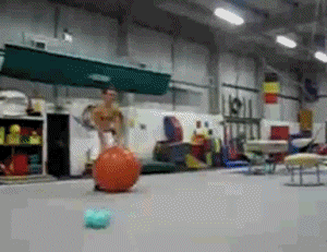 Gym ball stunt