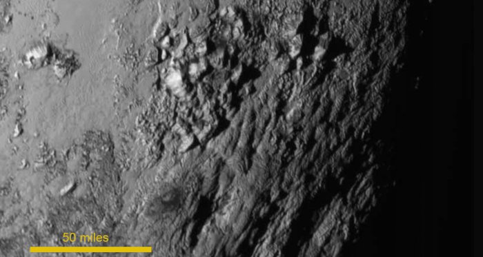 Pluto ice mountains